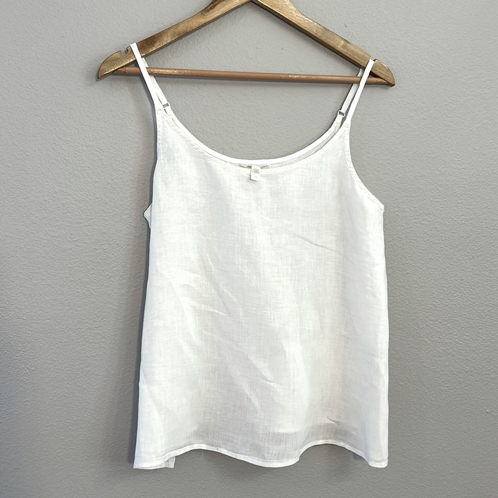 Eileen Fisher 100% linen white spaghetti strap top